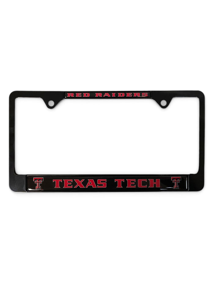 Texas Tech Red Raiders over Texas Tech Black Metal License Plate Frame – Front view