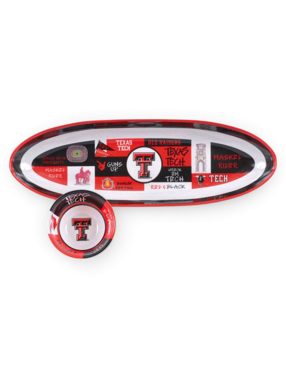Texas Tech Red Raiders "Patchwork"Melamine Chip and Dip – Front view
