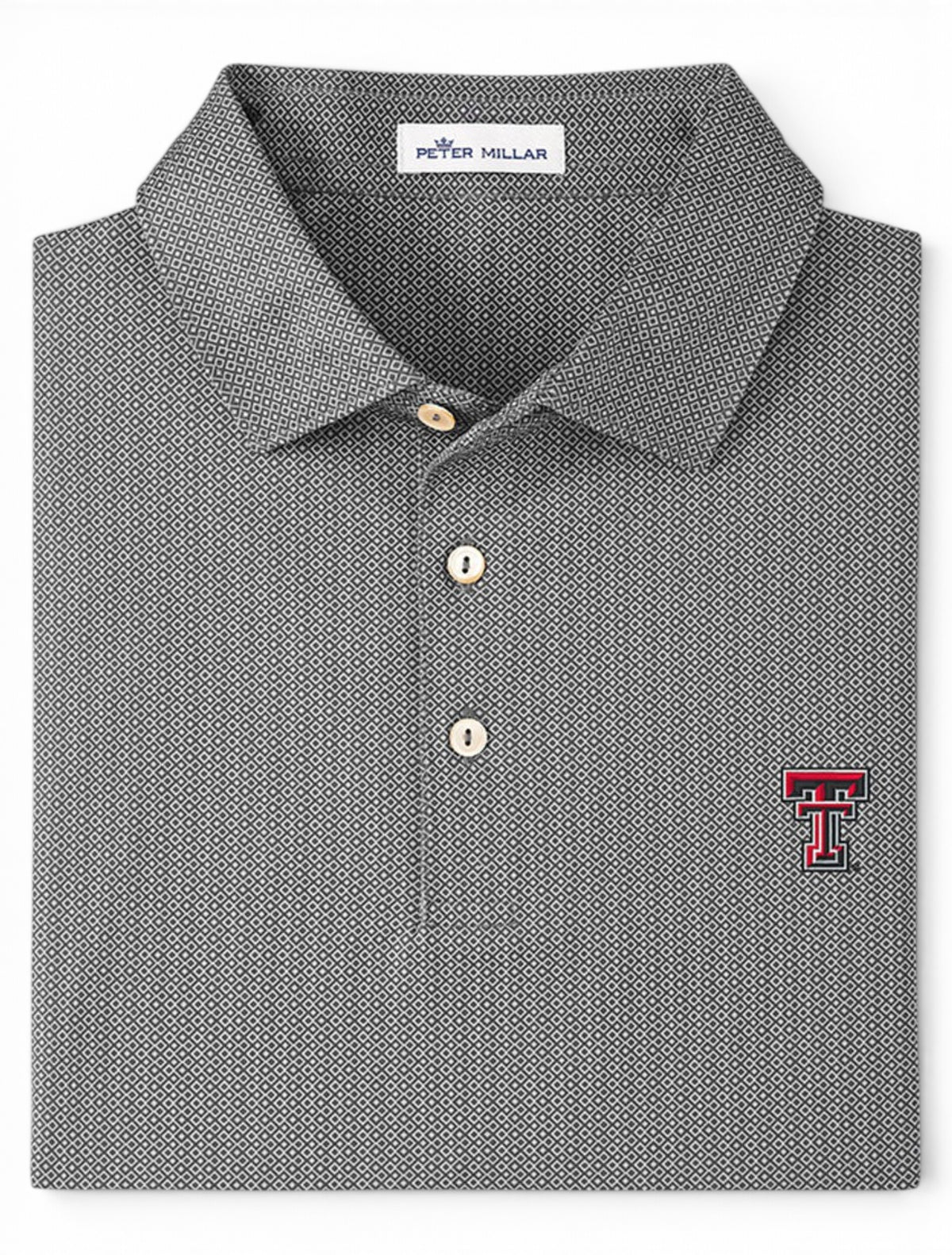 Texas Tech Red Raiders Peter Millar "JAMM" Printed Geo Stretch Jersey Polo – Front view