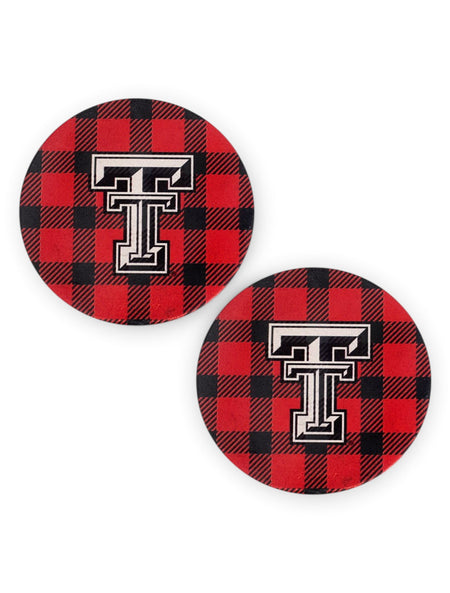 Texas Tech Red Raiders Plaid Car Coasters – Front view
