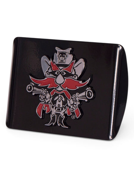 Texas Tech Red Raiders Raider Red Black Hitch Cover – Front view