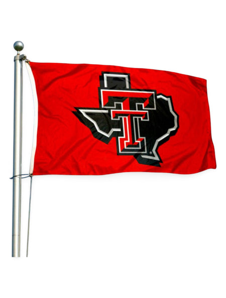 Texas Tech Red Raiders Red 3' x 5' Silk Screen Flag w/ Pride Logo – Front view