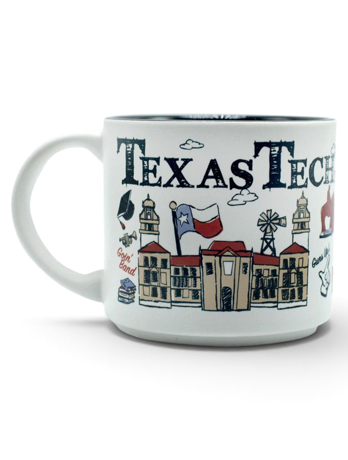 Texas Tech Red Raiders Scribbled Multi-Logo Coffee Mug – Front view