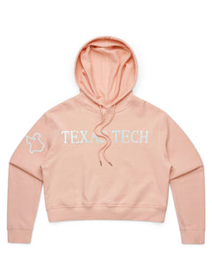 Texas Tech Red Raiders "Seashore" Pink Crop Top Hoodie – Front view