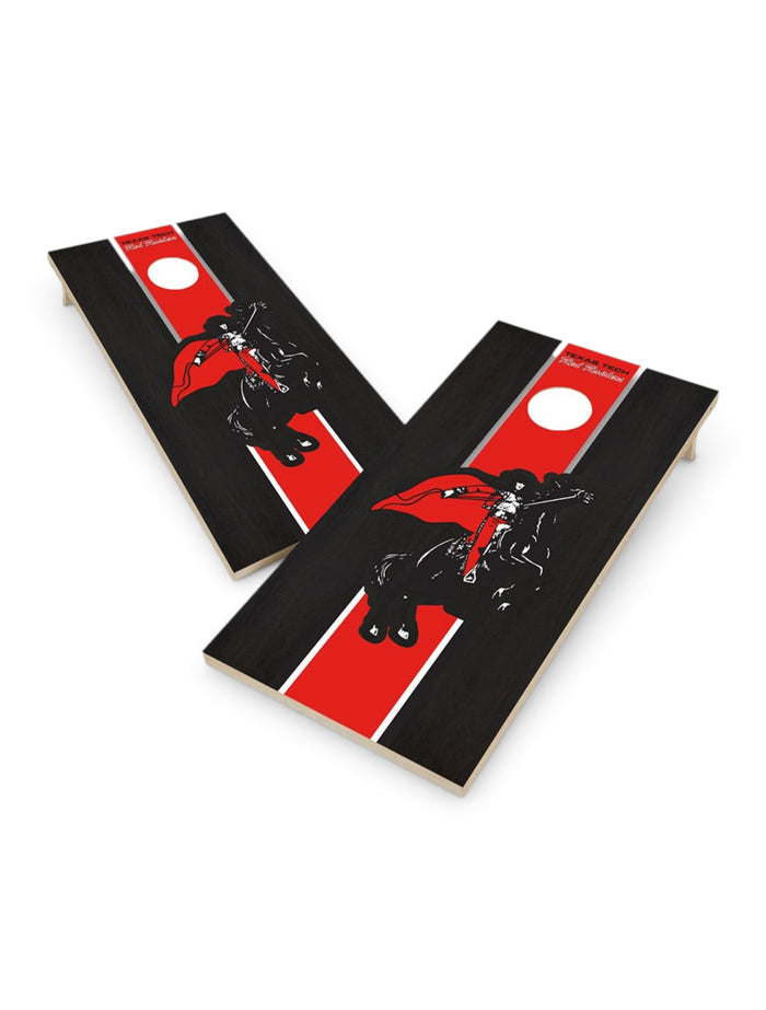 Texas Tech Red Raiders Solid Wood 2x4 Cornhole Board Set- "Rearing Rider" – Front view