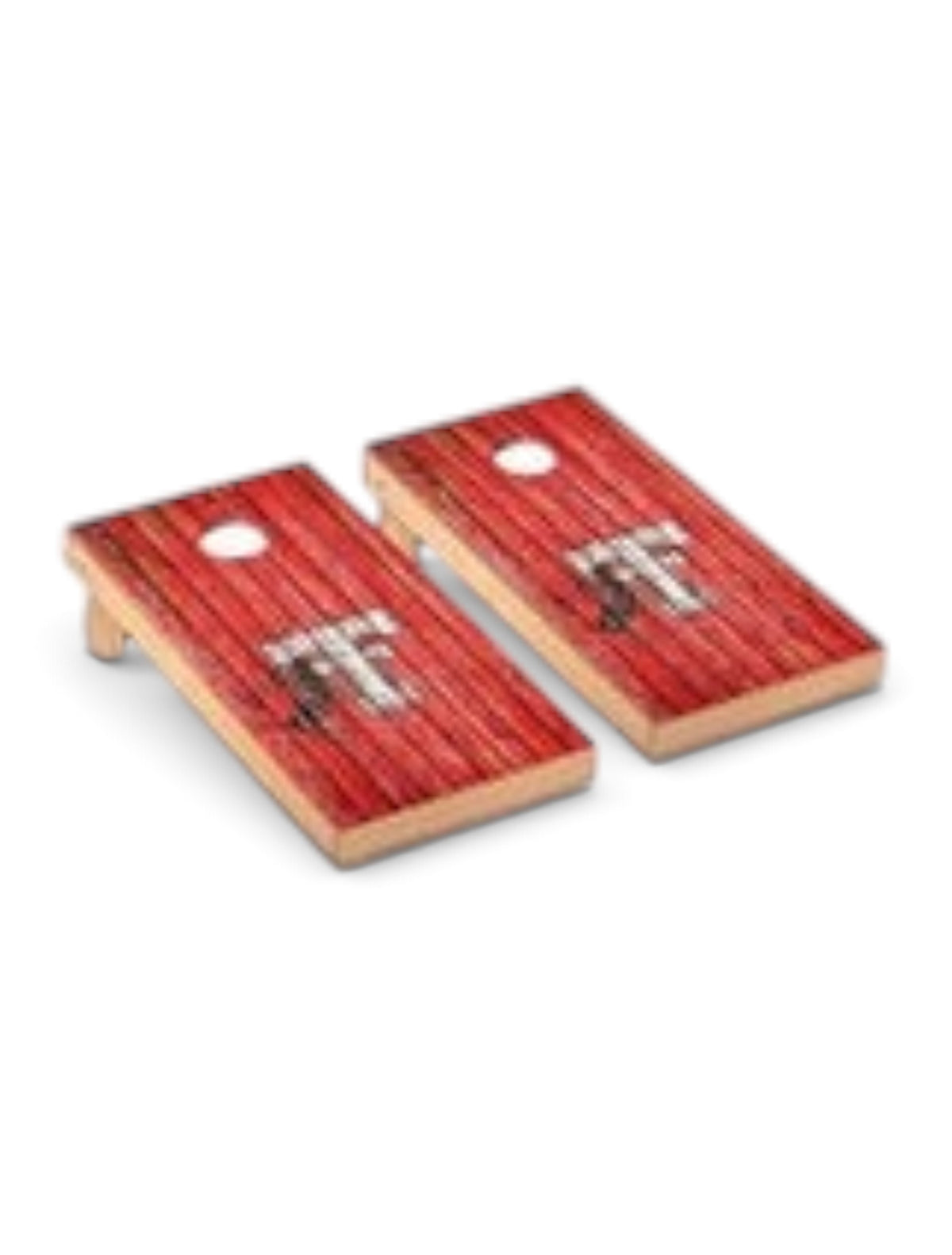 Texas Tech Red Raiders Solid Wood 2x4 Cornhole Board Set - "Weathered Throw Back Double T" – Front view