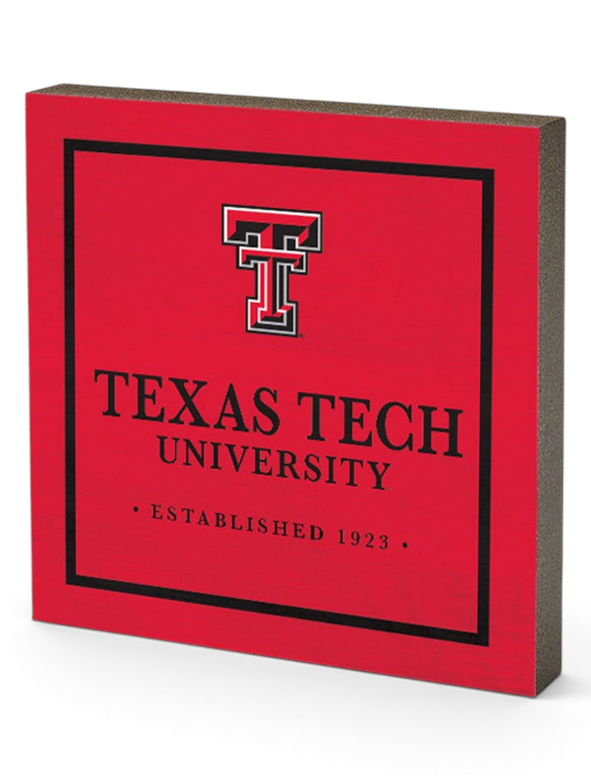 Texas Tech Red Raiders Square Wood Block Decor – Front view