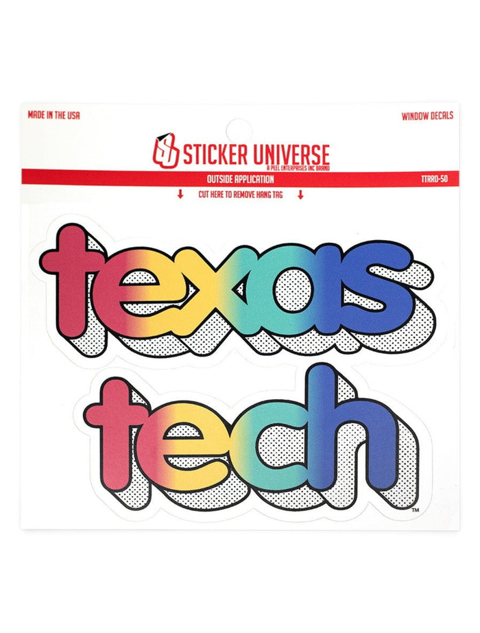 Texas Tech Red Raiders "Stacked Rainbow Comic" Decal – Front view