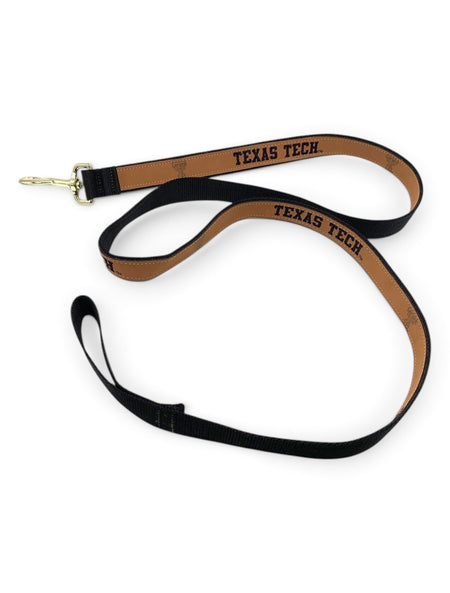 Texas Tech Red Raiders Tan Leather Embroidered Leash – Front view