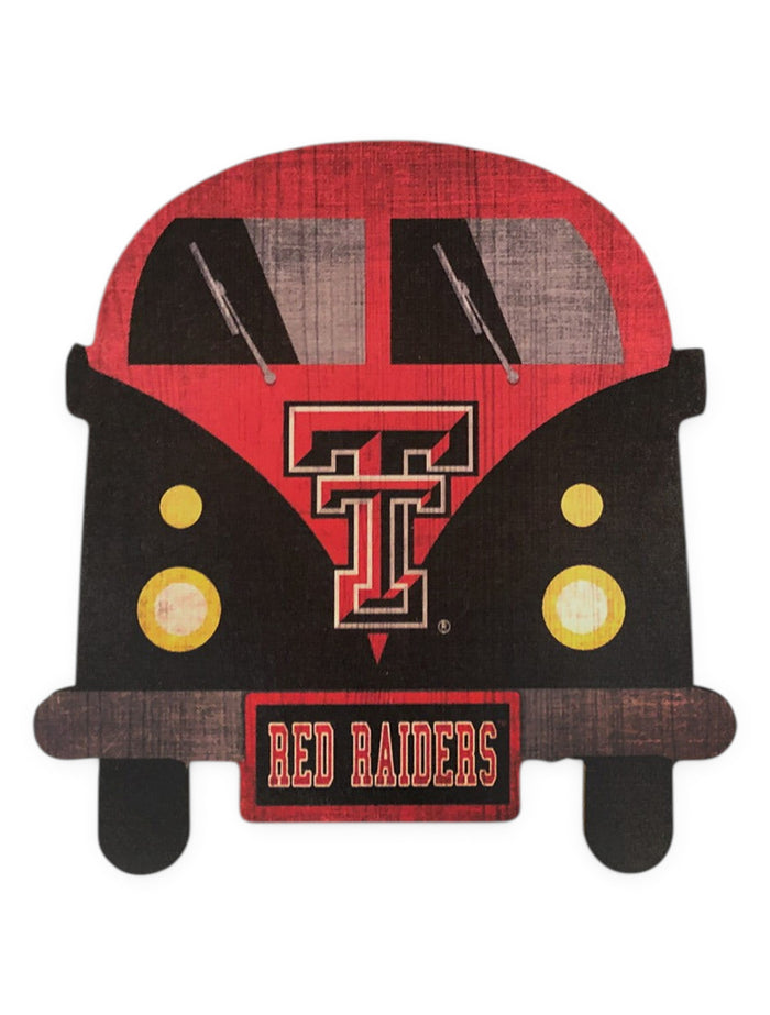 Texas Tech Red Raiders Team Bus Wood Sign – Front view