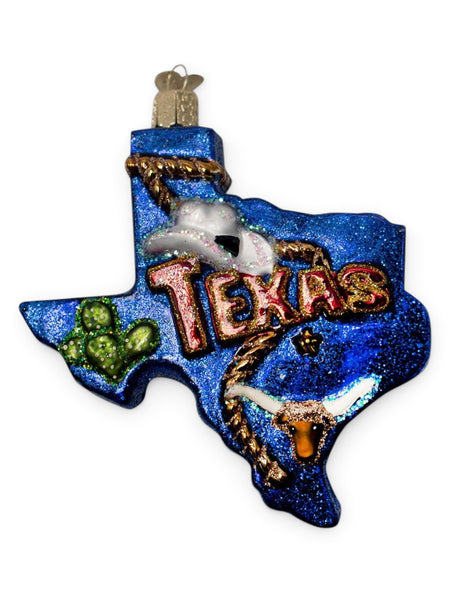 Texas Tech Red Raiders Texas State of Texas Glass Blown Ornament – Front view