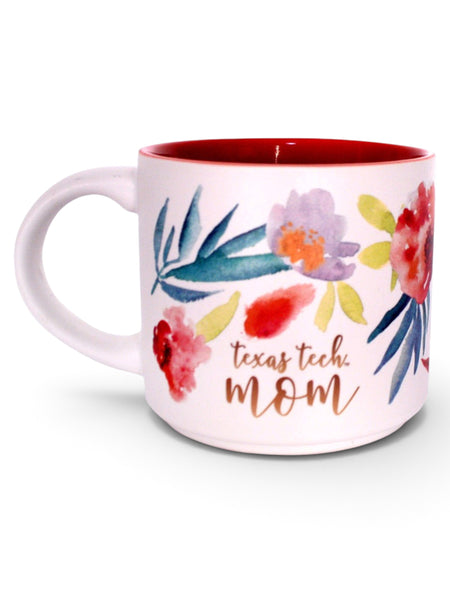 Texas Tech Red Raiders Texas Tech Floral Watercolor Mom Matte Coffee Mug – Front view
