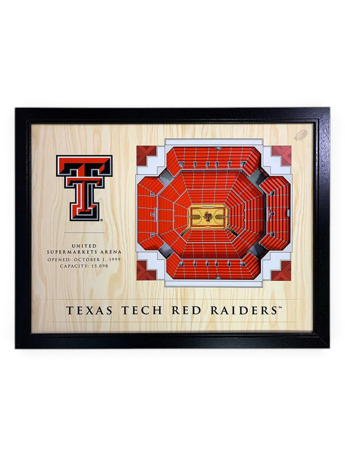 Texas Tech Red Raiders Three-Dimensional Twenty-Five-Layer View of United Supermarkets Arena Wall Decor – Front view
