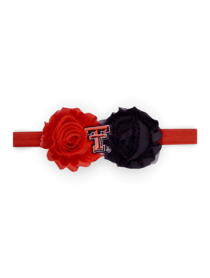 Texas Tech Red Raiders UnFRAY gettable Flower Baby Headband – Front view