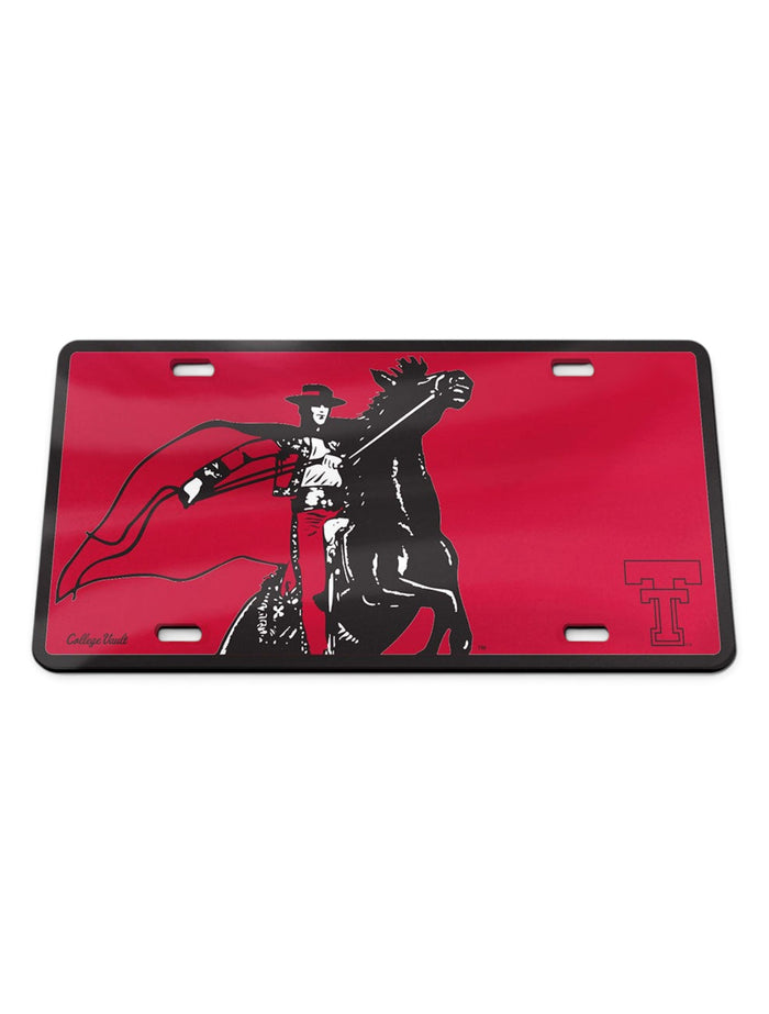Texas Tech Red Raiders Vault " Horse and Rider" License Plate Frame Cover – Front view