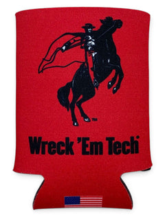 Texas Tech Red Raiders Vault Horse and Rider Wreck 'em Tech Can Cooler – Back view
