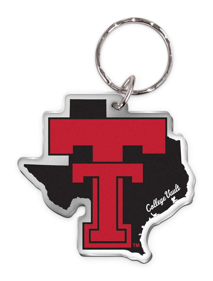 Texas Tech Red Raiders Vault "Pride with Throw Back Double T" Mirrored Key Chain – Front view