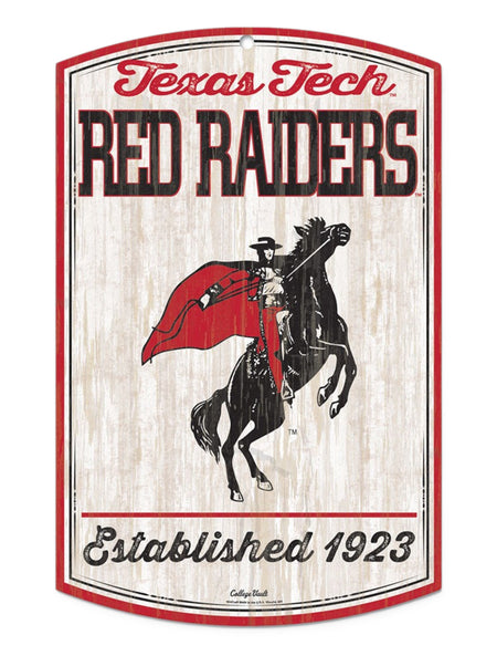 Texas Tech Red Raiders Vault Rearing Rider "Established 1923" Wood Sign – Front view