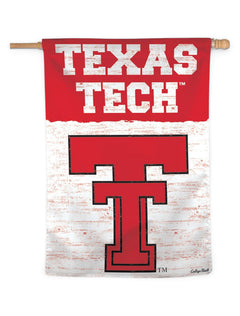 Texas Tech Red Raiders Vault " Texas Tech with Throw Back Double T" Vertical Flag – Front view