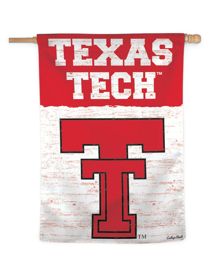 Texas Tech Red Raiders Vault " Texas Tech with Throw Back Double T" Vertical Flag – Front view
