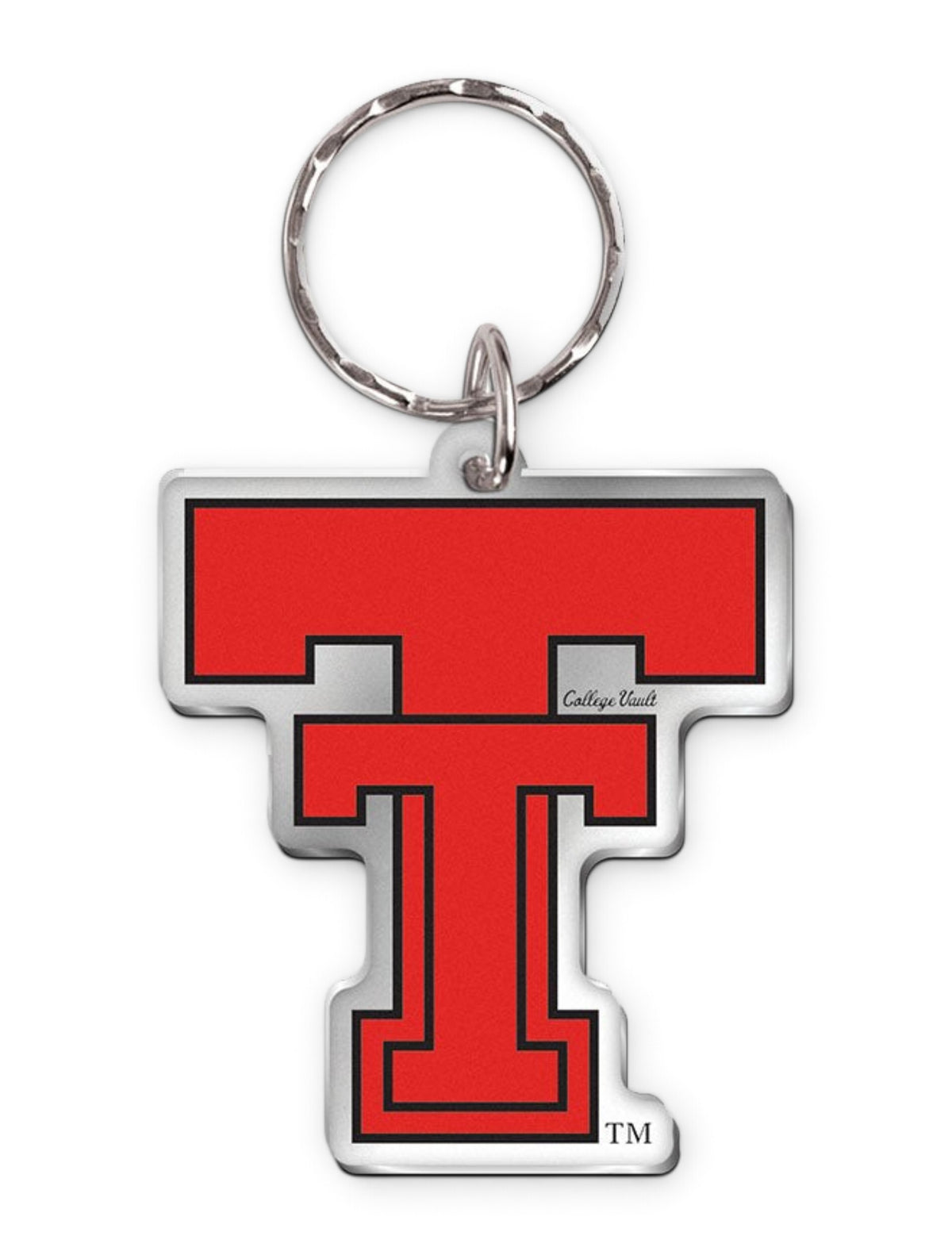 Texas Tech Red Raiders Vault " Throw Back Double T" Mirrored Key Chain – Front view