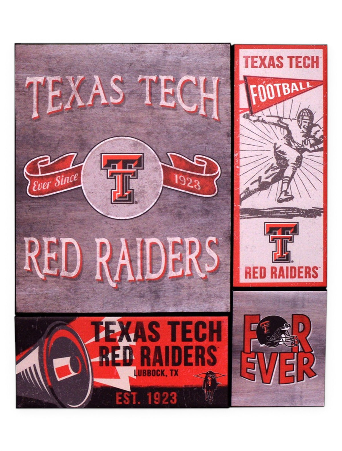Texas Tech Red Raiders Vintage Banner Canvas Set Wall Art – Front view