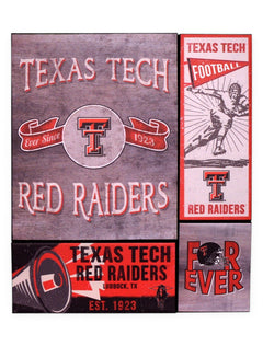 Texas Tech Red Raiders Vintage Banner Canvas Set Wall Art – Front view