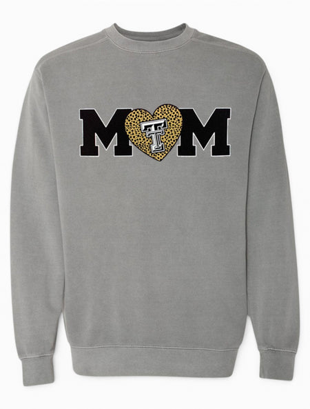 Texas Tech Red Raiders "Wild About Mom" Grey Comfort Color Sweatshirt – Front view