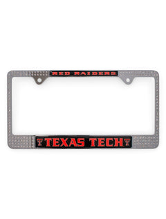 Texas Tech Red Raiders with Rhinestone License Plate Frame – Front view