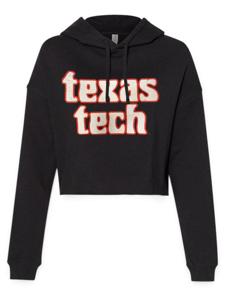 Texas Tech Red Raiders "Woodlands" Black Crop Top Hoodie – Front view