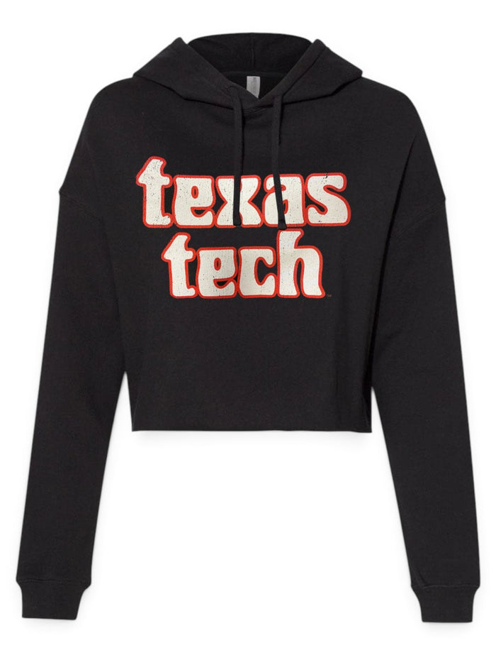 Texas Tech Red Raiders "Woodlands" Black Crop Top Hoodie – Front view