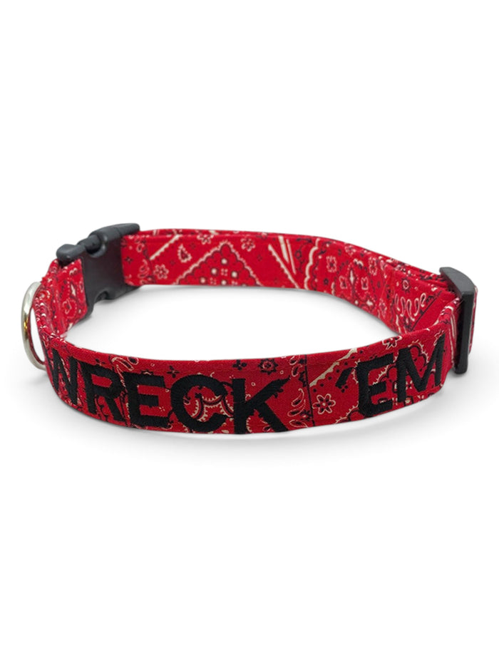 Texas Tech Red Raiders Wreck' Em "Bandana" Pattern Dog Collar – Front view