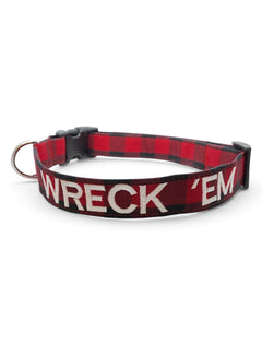 Texas Tech Red Raiders Wreck' Em "Buffalo" Check Dog Collar – Front view