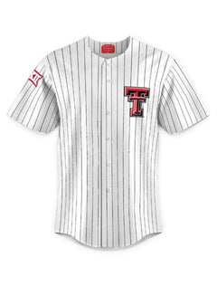 Texas Tech Red Raiders YOUTH Pinstripe Replica Baseball Jersey – Front view