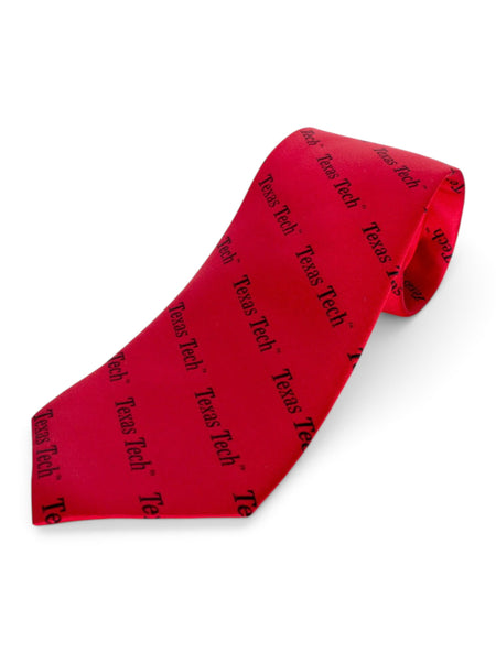 Texas Tech Red Silk Tie with Gift Box – Front view
