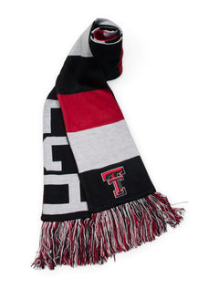 Texas Tech Reversible Baker Red, Black & White Scarf – Front view
