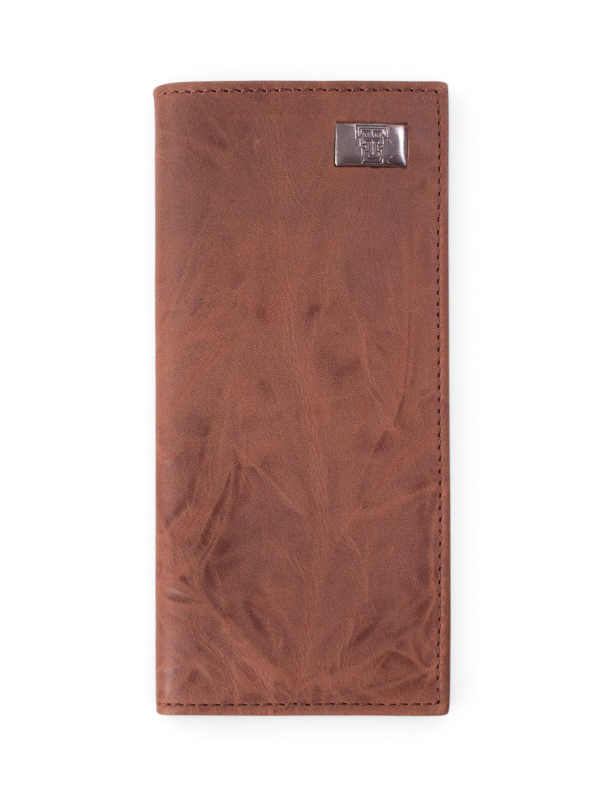 Texas Tech "Secretary" Brown Leather Tall Wallet – Front view