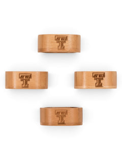 Texas Tech Set of 4 Laser Engraved Double T on Bamboo Napkin Rings – Detail