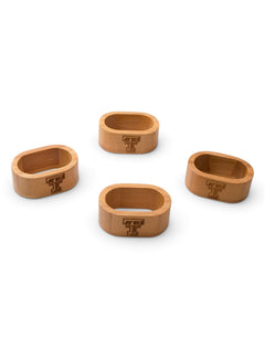 Texas Tech Set of 4 Laser Engraved Double T on Bamboo Napkin Rings – Front view