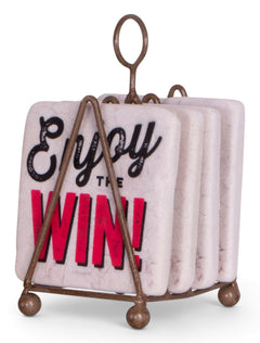 Texas Tech Set of 4 Victory Marble Coasters with Stand – Detail