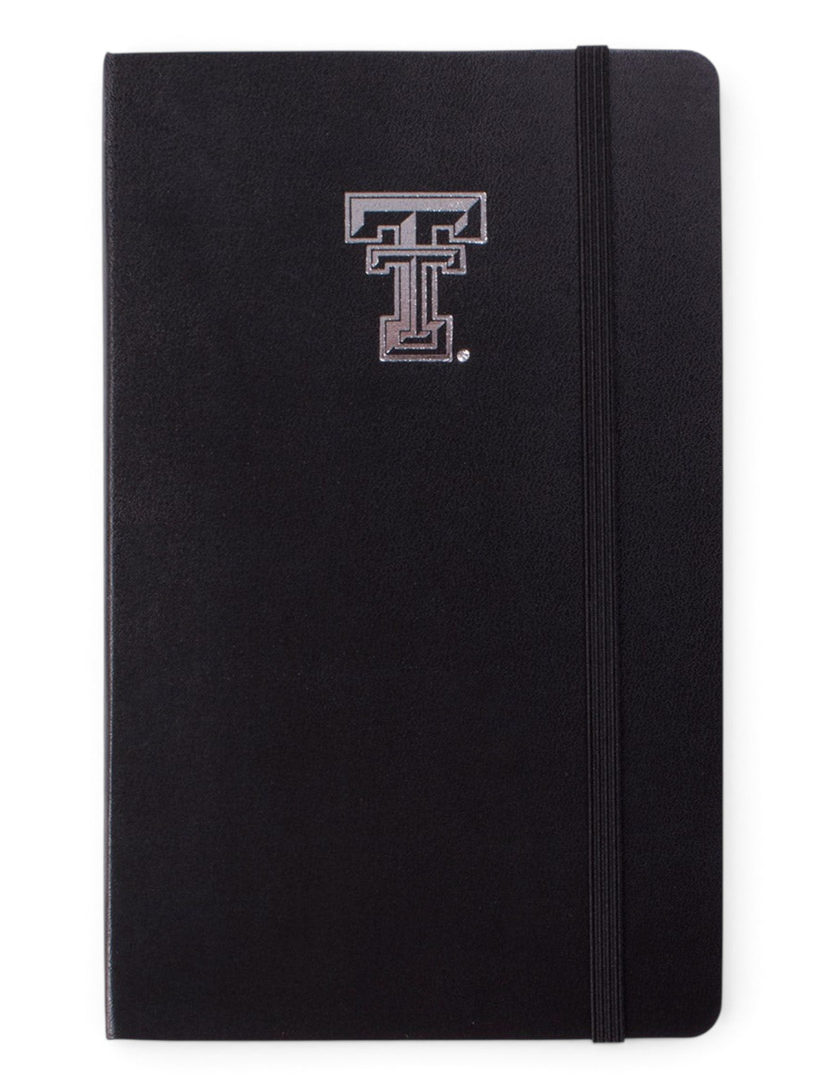 Texas Tech Silver Double T Black Moleskine Ruled Notebook – Front view