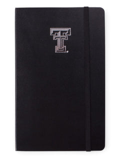 Texas Tech Silver Double T Black Moleskine Ruled Notebook – Front view