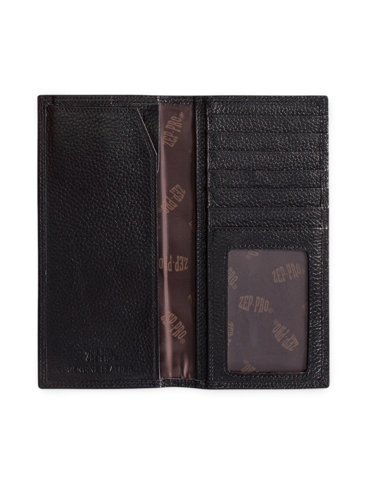 Texas Tech Silver Emblem on Black Pebble Grain Tall Wallet – Detail
