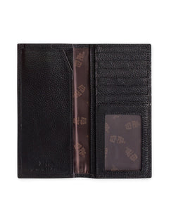 Texas Tech Silver Emblem on Black Pebble Grain Tall Wallet – Detail