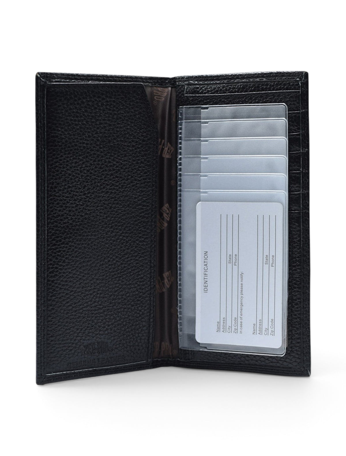Texas Tech Silver Emblem on Black Pebble Grain Tall Wallet – Image 4 view