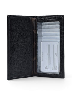 Texas Tech Silver Emblem on Black Pebble Grain Tall Wallet – Image 4 view