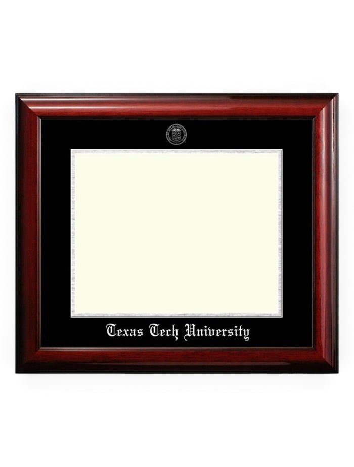 Texas Tech Silver Foil Seal Satin Mahogany Diploma Frame U3 – Front view