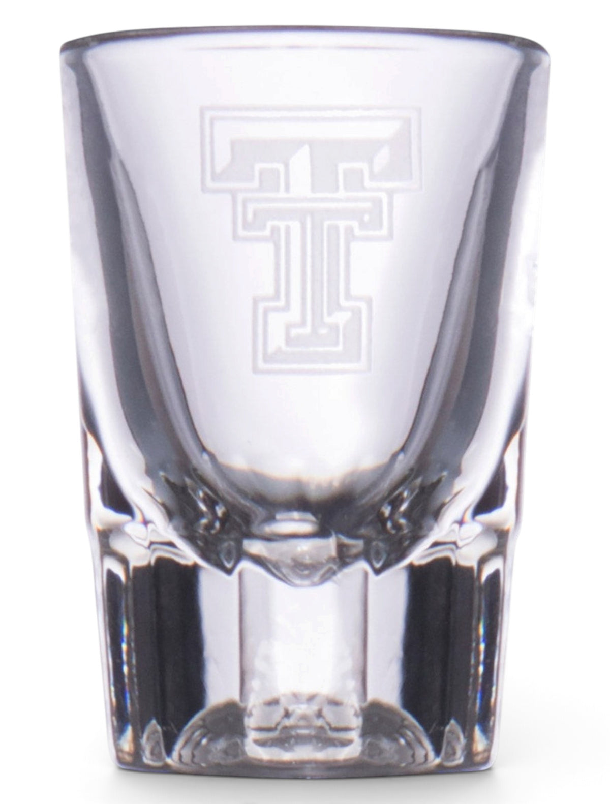 Texas Tech Single Double T Etched Shot Glass – Front view