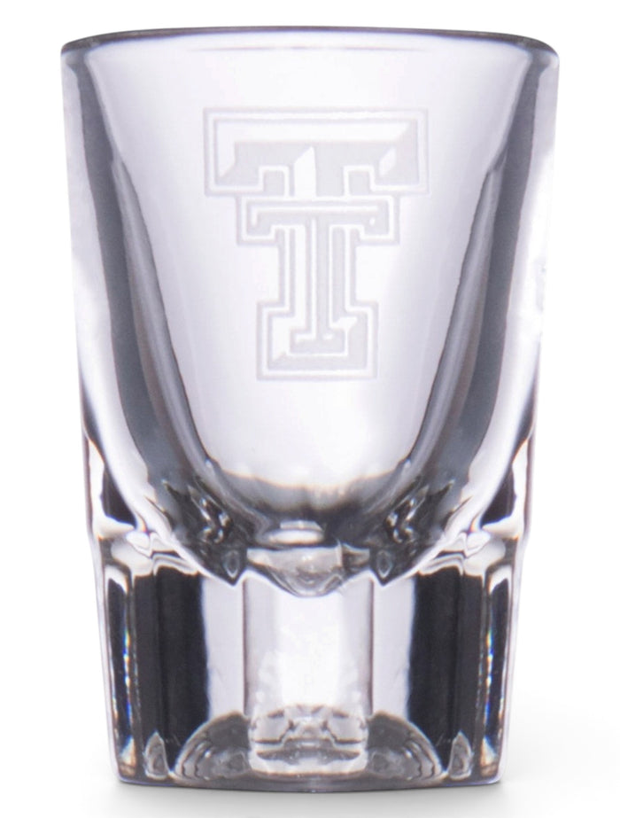 Texas Tech Single Double T Etched Shot Glass – Front view