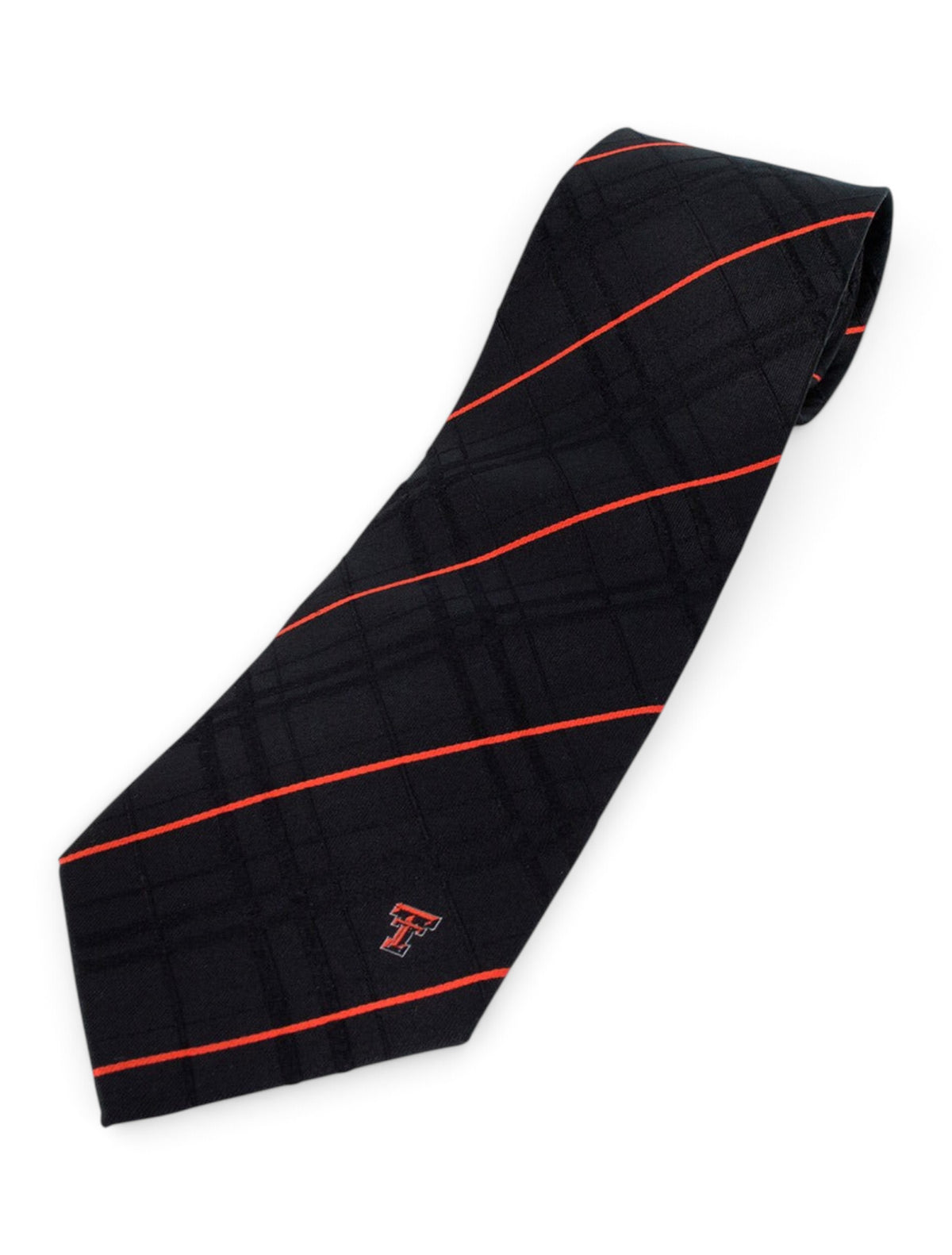 Texas Tech Small Double T on Striped Black Tie – Front view